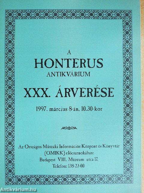 A Honterus Antikvárium XXX. árverése