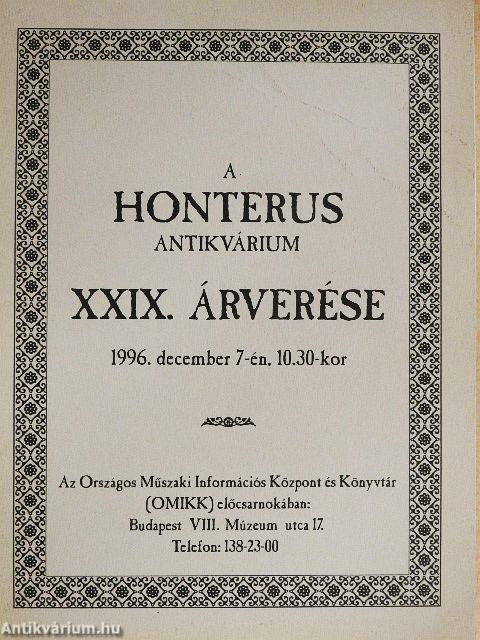 A Honterus Antikvárium XXIX. árverése