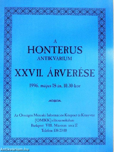 A Honterus Antikvárium XXVII. árverése