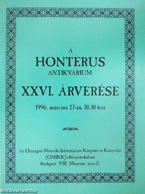 A Honterus Antikvárium XXVI. árverése