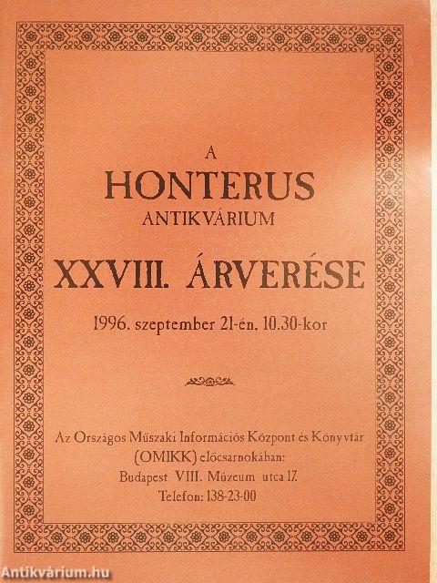 A Honterus Antikvárium XXVIII. árverése