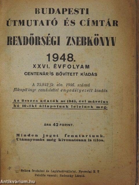 Budapesti útmutató és címtár 1948.