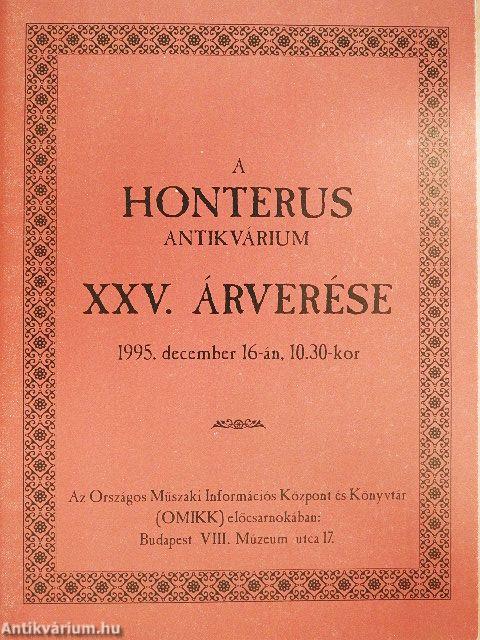 A Honterus Antikvárium XXV. árverése