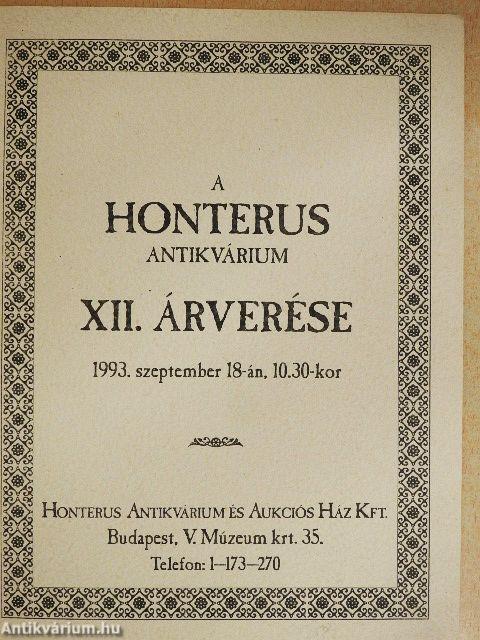 A Honterus Antikvárium XII. árverése
