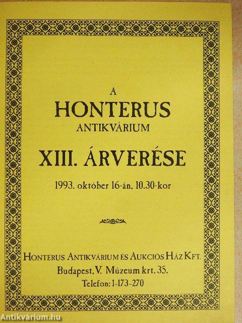 A Honterus Antikvárium XIII. árverése