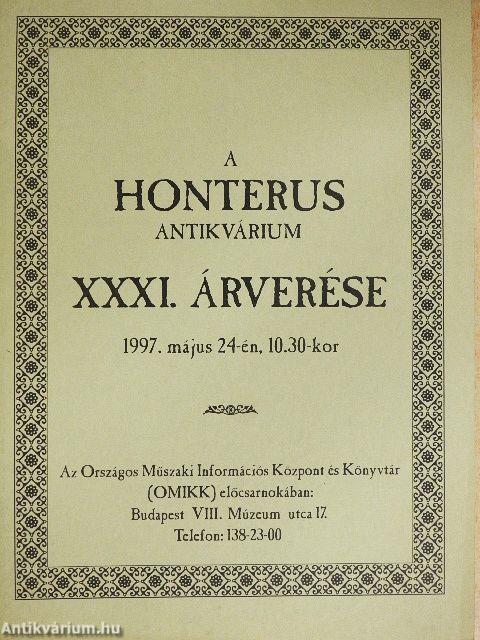A Honterus Antikvárium XXXI. árverése