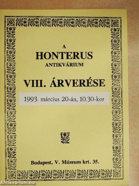 A Honterus Antikvárium VIII. árverése