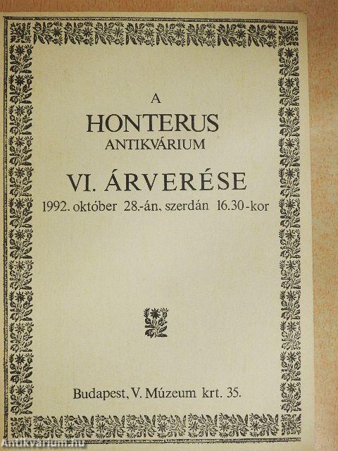 A Honterus Antikvárium VI. árverése