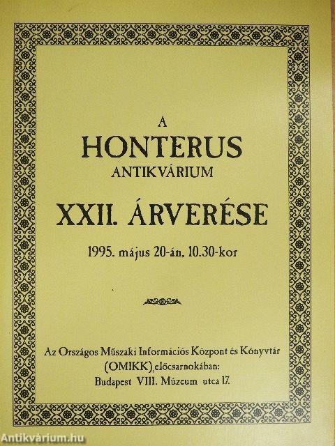 A Honterus Antikvárium XXII. árverése