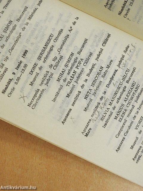 Program - A XXIV-A sesiune anuala de rapoarte privind rezultatele cercetarilor arheologice din anul 1989