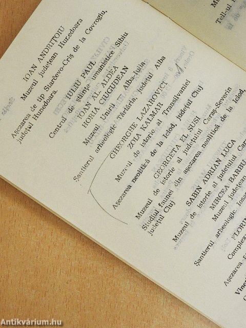 Program - A XXIV-A sesiune anuala de rapoarte privind rezultatele cercetarilor arheologice din anul 1989