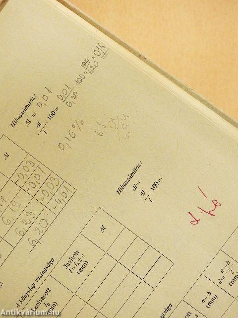 Munkafüzet a gimnáziumi fizikai mérési gyakorlatokhoz