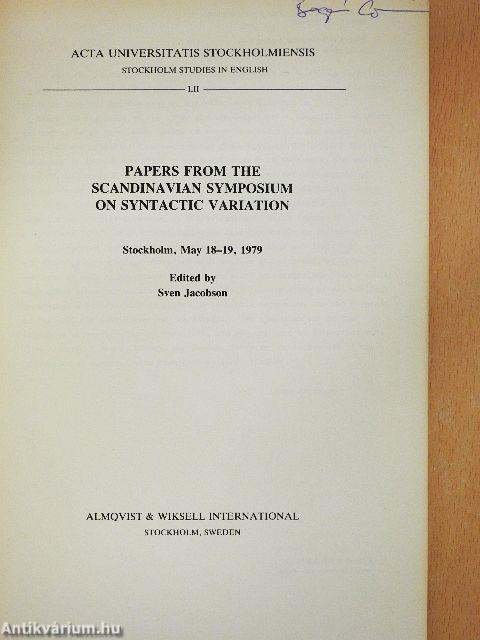 Papers from the Scandinavian Symposium on Syntactic Variation