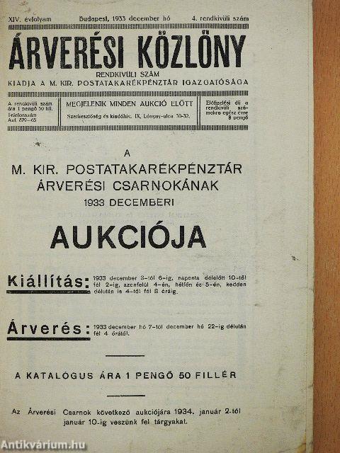 Árverési Közlöny 1933. december