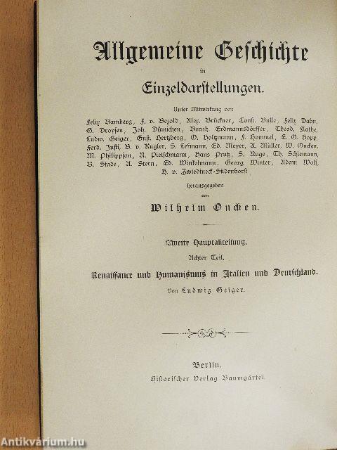 Renaissance und Humanismus in Italien und Deutschland (gótbetűs)