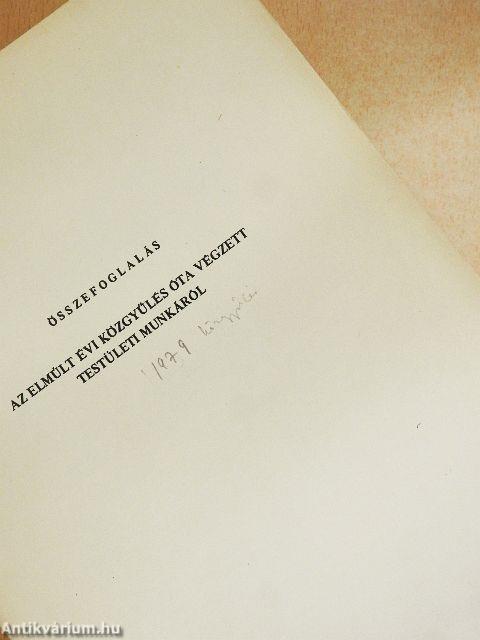 Összefoglalás az elmúlt évi közgyűlés óta végzett testületi munkáról