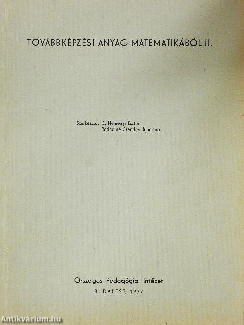 Továbbképzési anyag matematikából II.