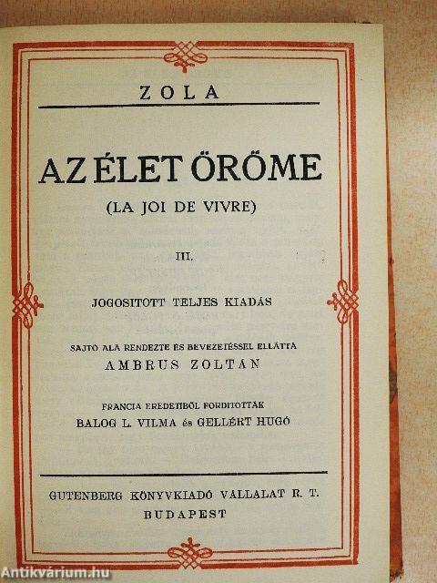 Az élet öröme I-III./Tanulmányok IV.