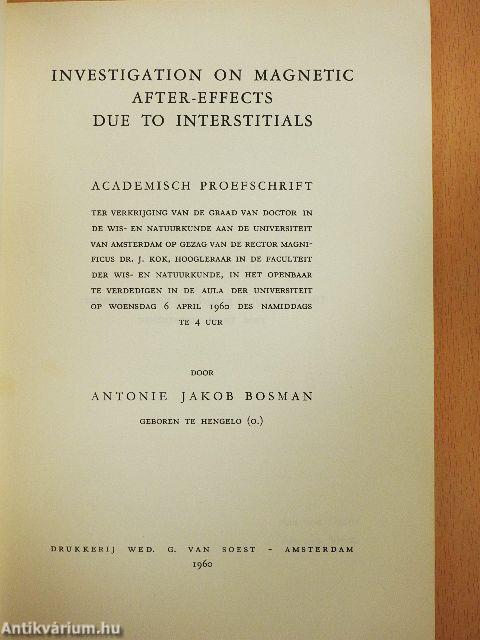 Investigation on magnetic after-effects due to interstitials
