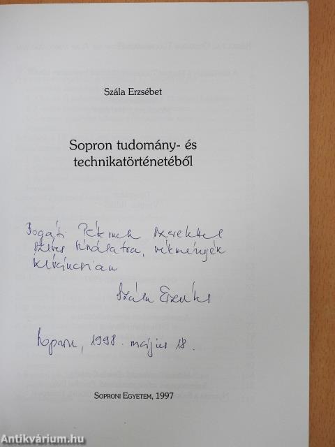 Sopron tudomány- és technikatörténetéből (dedikált példány)