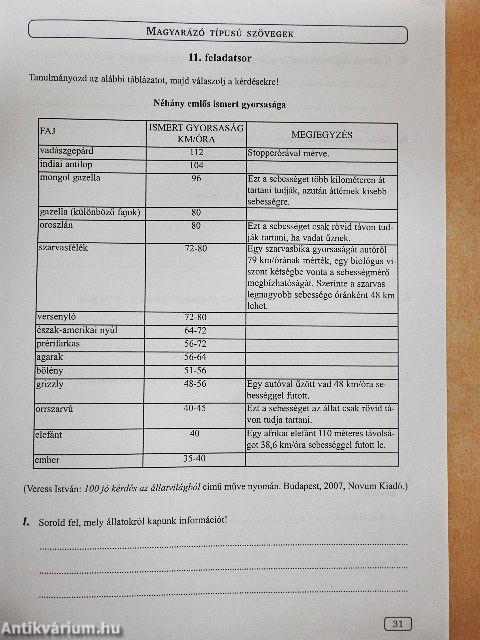 Kompetencia alapú munkafüzet magyar nyelv és irodalomból 2.