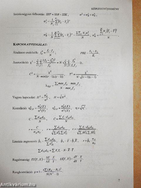 Statisztikai képletgyűjtemény és táblázatok