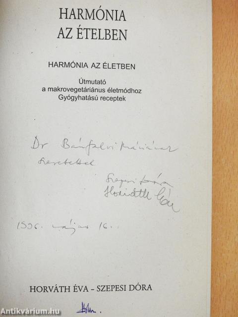 Harmónia az ételben-Harmónia az életben (kétszeresen dedikált példány)