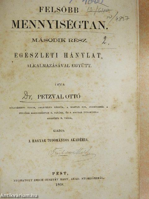 Felsőbb mennyiségtan II.