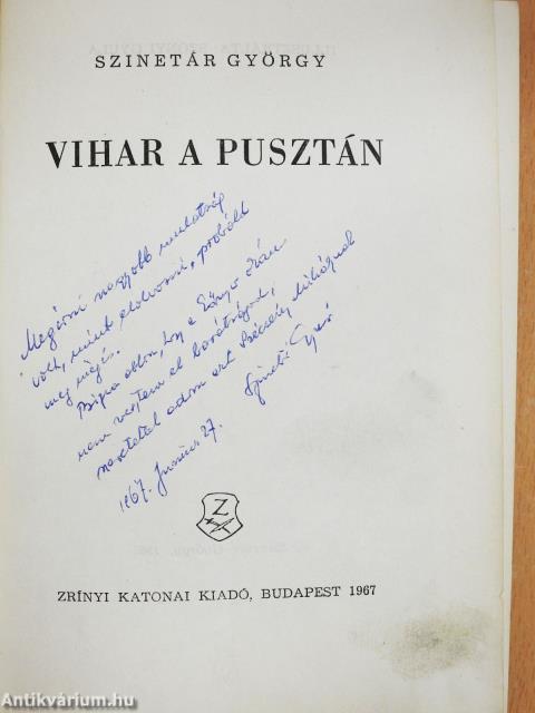 Vihar a pusztán (dedikált példány)