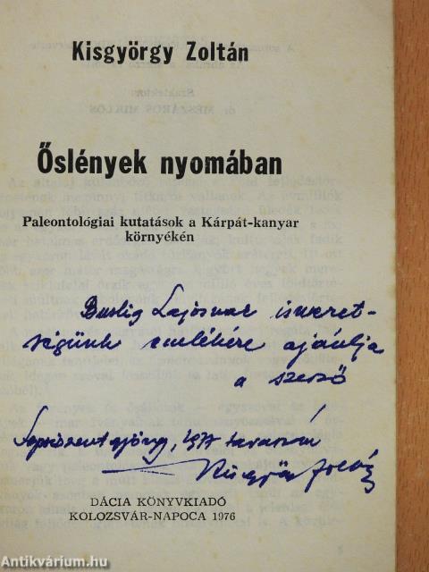 Őslények nyomában (dedikált példány)