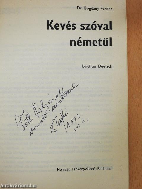 Kevés szóval németül (dedikált példány)