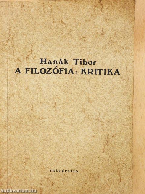 A filozófia: kritika (dedikált példány)