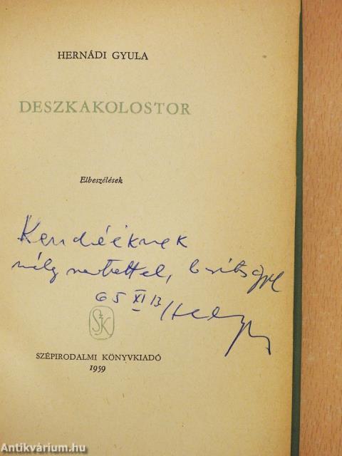Deszkakolostor (dedikált példány)