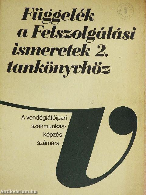 Függelék a Felszolgálási ismeretek 2. tankönyvhöz
