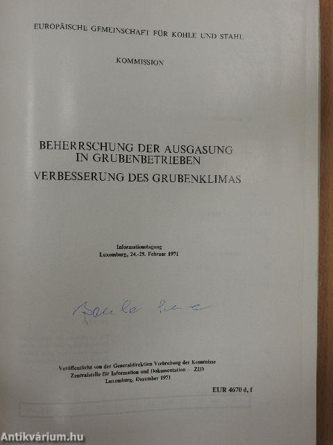 Beherrschung der Ausgasung in Grubenbetrieben/Verbesserung des Grubenklimas