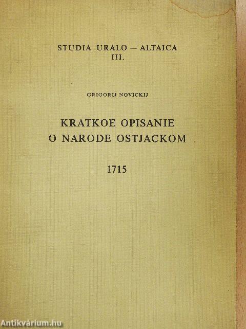 Rövid leírás az osztják népről (1715)