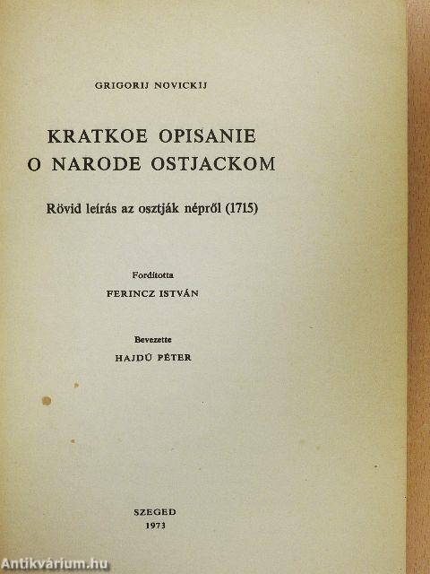 Rövid leírás az osztják népről (1715)