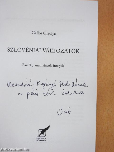 Szlovéniai változatok (dedikált példány)