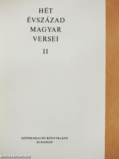 Hét évszázad magyar versei II. (töredék)