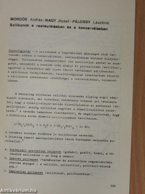 Szilikonok a restaurálásban és a konzerválásban