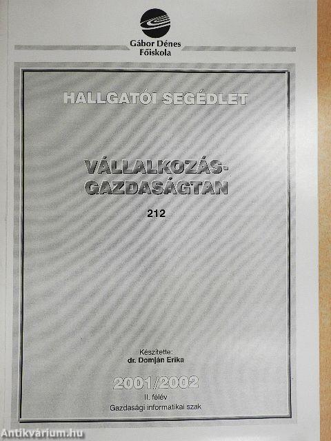 Vállalkozásgazdaságtan 2001/2002. II. félév