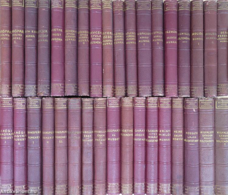 "35 kötet a Remekirók Képes Könyvtára sorozatból (nem teljes sorozat)"