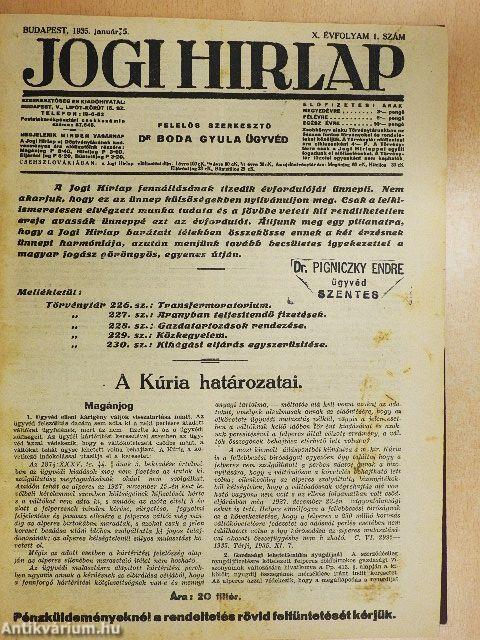 Jogi Hirlap 1936. január 5.-december 20.