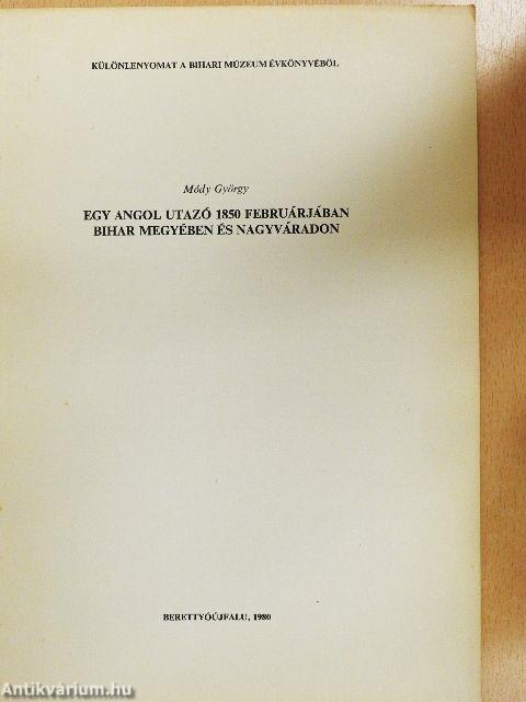 Egy angol utazó 1850 februárjában Bihar megyében és Nagyváradon