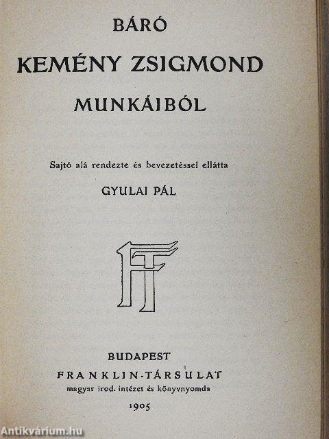 Báró Kemény Zsigmond munkáiból