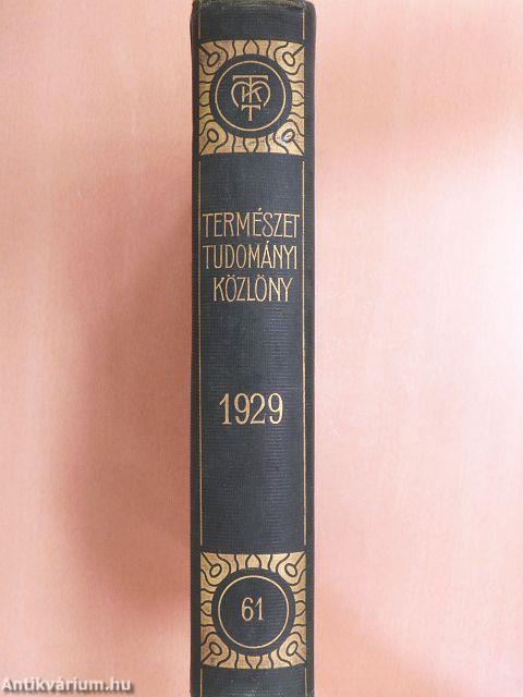 Természettudományi Közlöny 1929. január-december/Pótfüzetek a Természettudományi Közlönyhöz 1929. január-december