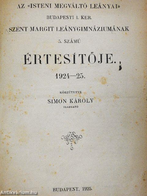 Szent Margit leánygimnázium értesítői