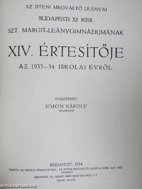 Szent Margit leánygimnázium értesítői