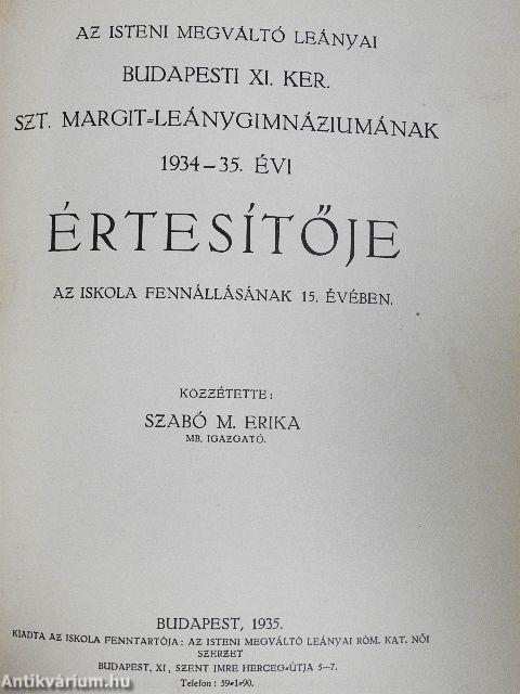 Szent Margit leánygimnázium értesítői