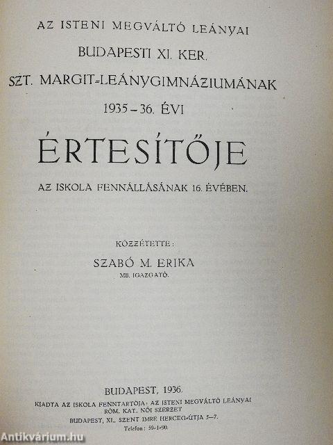 Szent Margit leánygimnázium értesítői